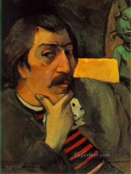 Paul Gauguin Painting - Retrato del artista con el ídolo Postimpresionismo Primitivismo Paul Gauguin
